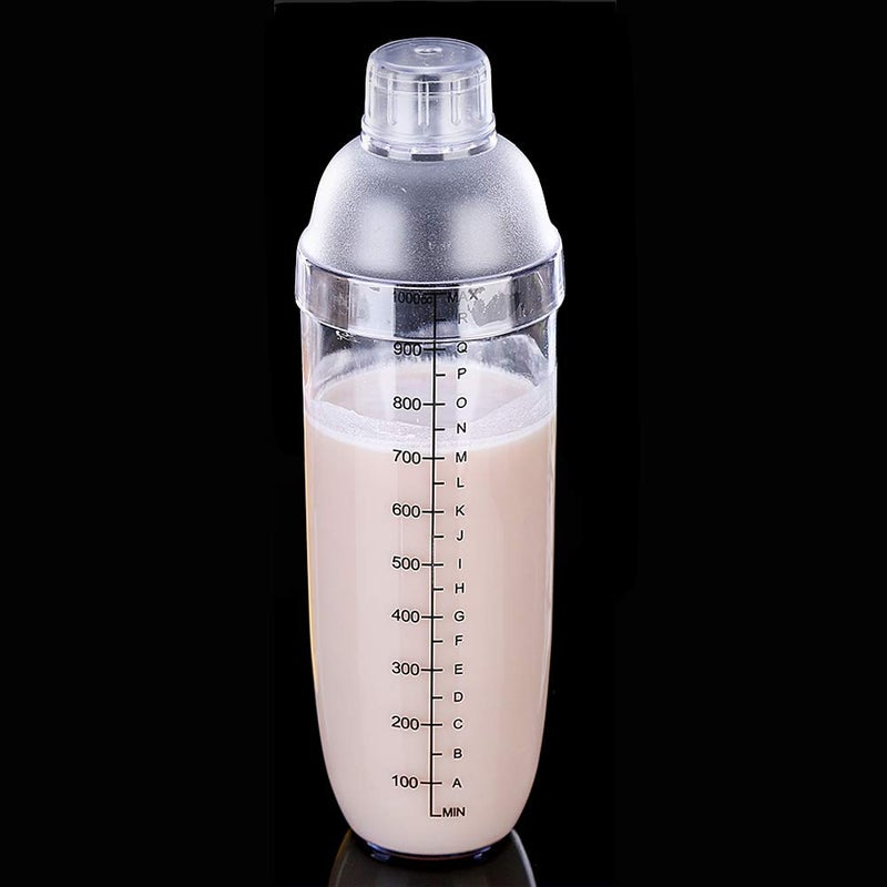 FEOOWV Plastic Cocktail Shaker,Drink Mixer Hand Shaker Cup with Scales,Transparent (33 oz / 1000cc) - Image 3